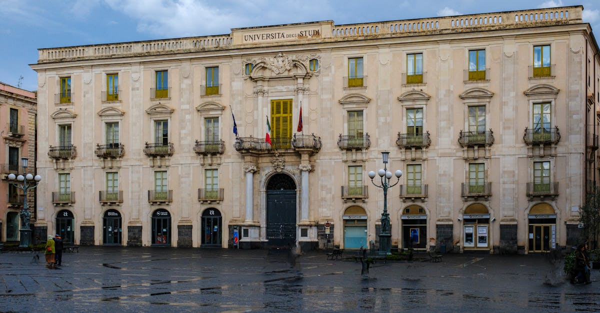 View of the historic university building in Catania, Sicily, showcasing neoclassical architecture.